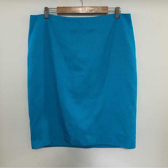 Talbots NWT Textured Cotton Pencil Skirt, Size 16, Blue - Picture 1 of 8
